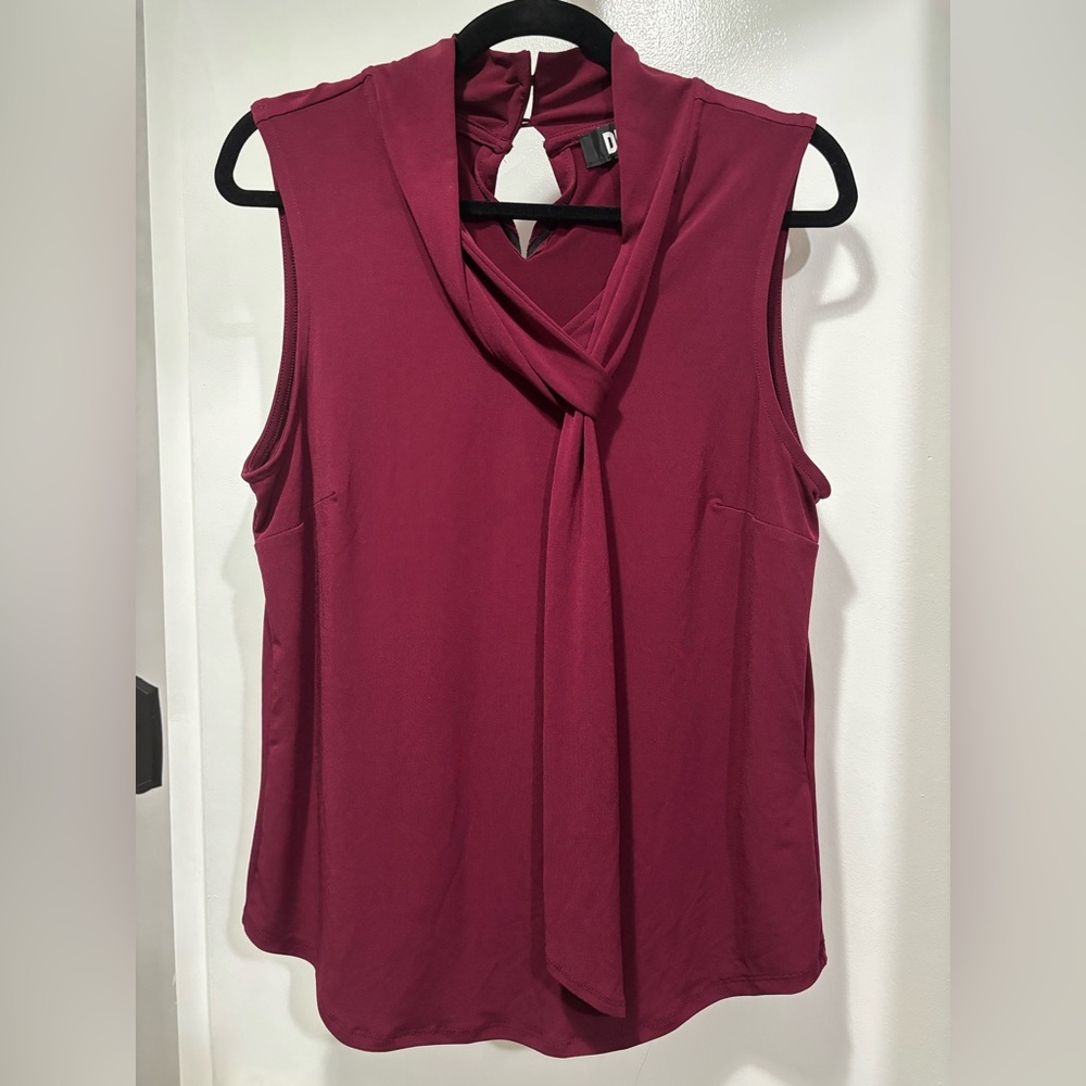 DKNY Sleeveless Tie-Neck Camisole - Wine Medium